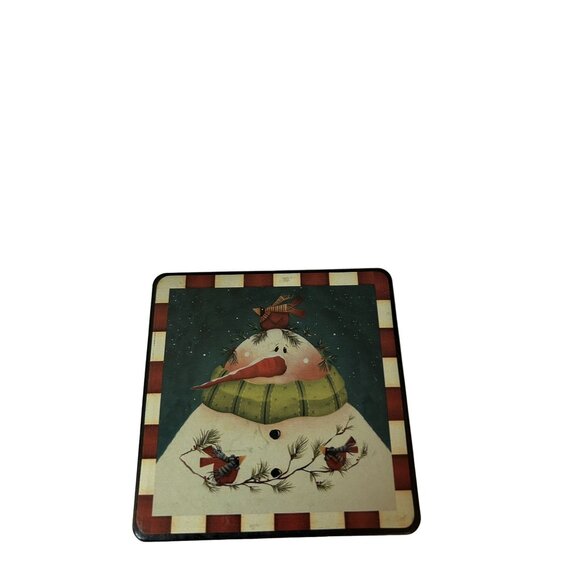 Rence Mullins Next Day Art Wooden Snowman Coaster Set With Box - Picture 3 of 6